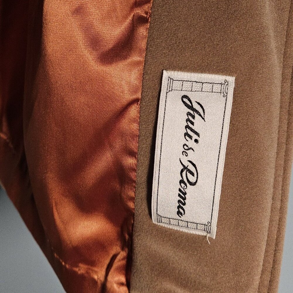 Juli De Roma Tan Man Made Cashmere 3/4 Length Coat Size Medium/Large USA Made - Picture 4 of 8